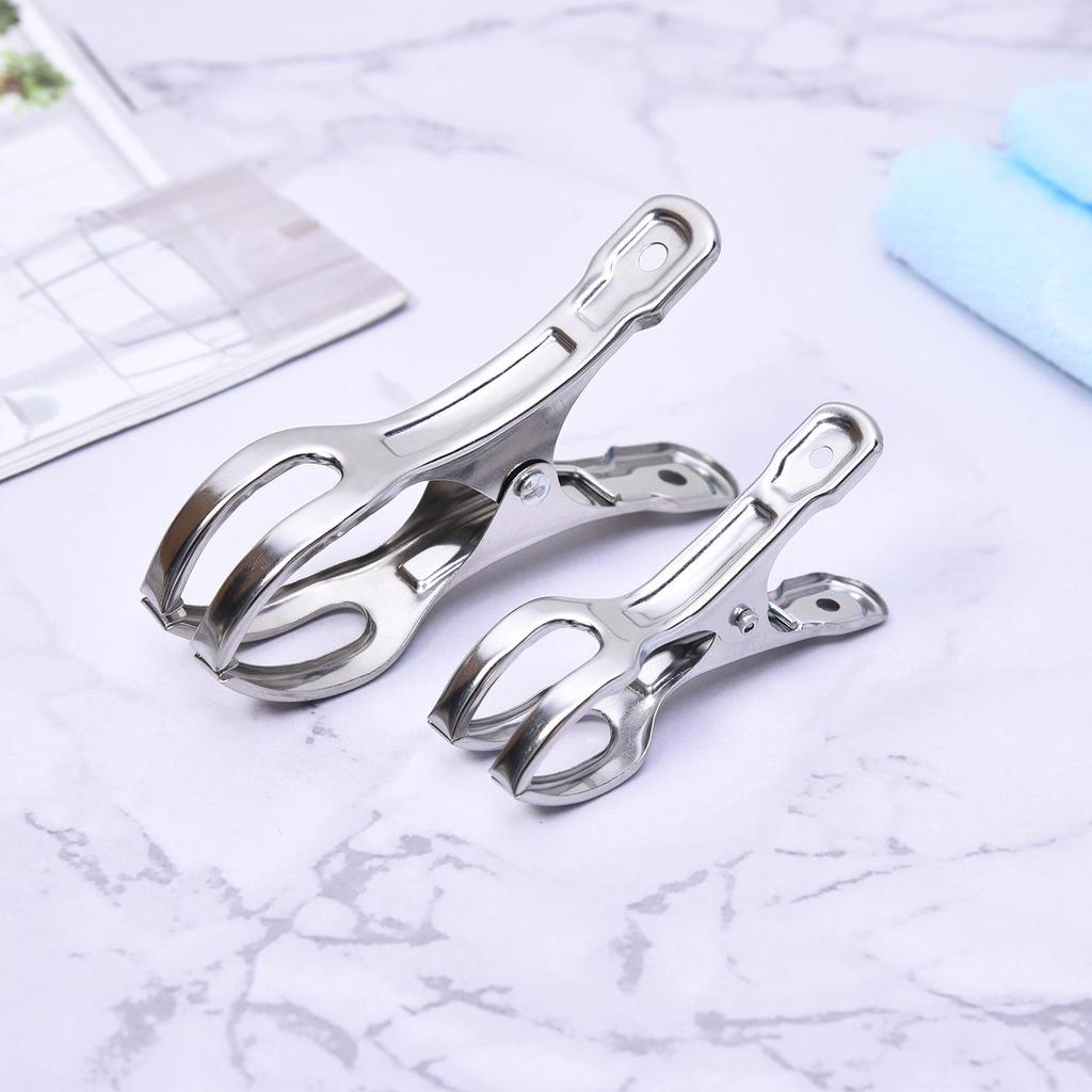 6Pcs Clothes Clips Stainless Steel Opening Clip Hanger Retainer Beach Towel Clips Keep Your Towel Clothes From Blowing Away Windproof Clip