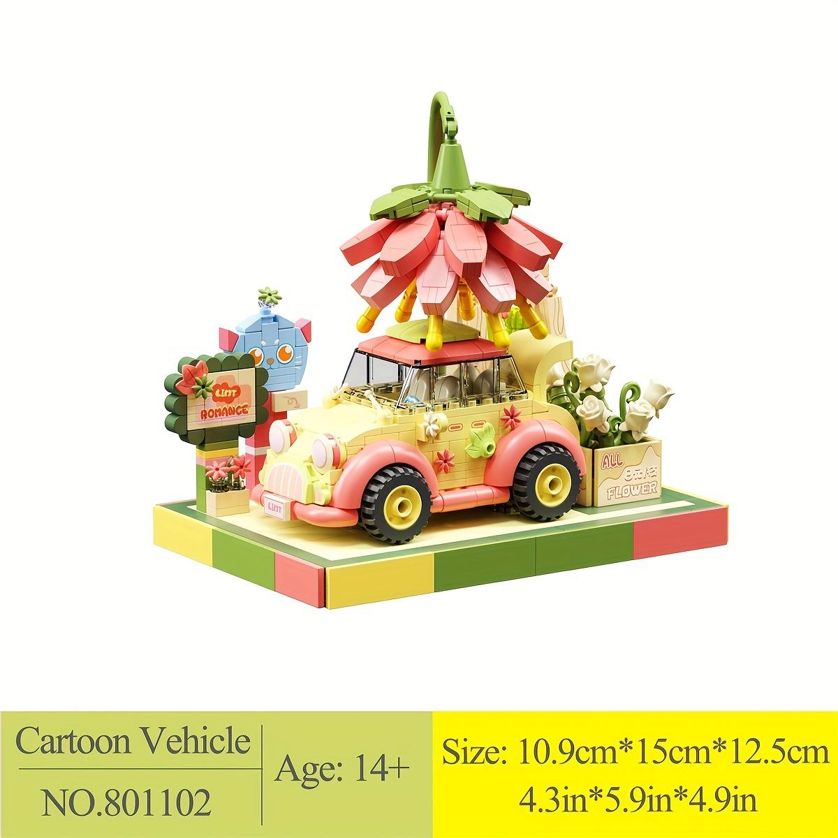 

4 Styles Cute Cartoon Vehicles Mini Blocks Creative Openable Car Model Puzzle Assembly Building Bricks DIY Toys For Kids