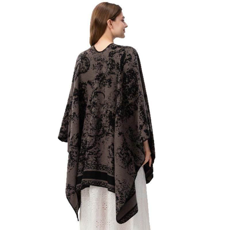 Literary niche women's scarf shawl forest series thickened warm imitation cashmere split double-sided shawl