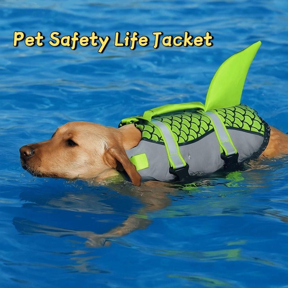 Enhanced Buoyancy Dog Swimsuit Reflective Dogs Swimming Clothes Shark Dog Life Jacket  For Dogs