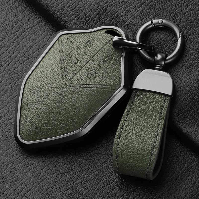 Metal And Leather Car Key Case Cover For Changan Deepal S7 Sl03    Car Key Case Protect Fob