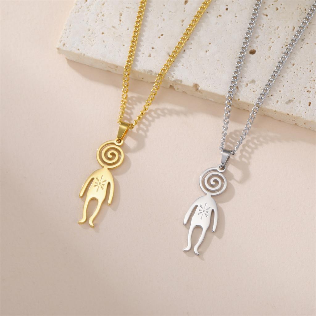  Spiral Moon Star Planet People Necklace for Children Fashion Fun Space Enthusiasts Pendant Necklaces Party Jewelry Gifts