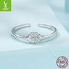 S925 Sterling Silver Cute Pet Paw Print Open Ring, Exquisite And Cute Girl Heart Adjustable Ring Jewelry