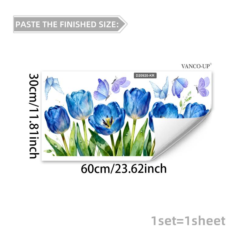 3D Tulip Flower Window Stickers Static Cling Waterproof Floral Decal Windows Decor For Home Bedroom Bathroom Glass Decoration