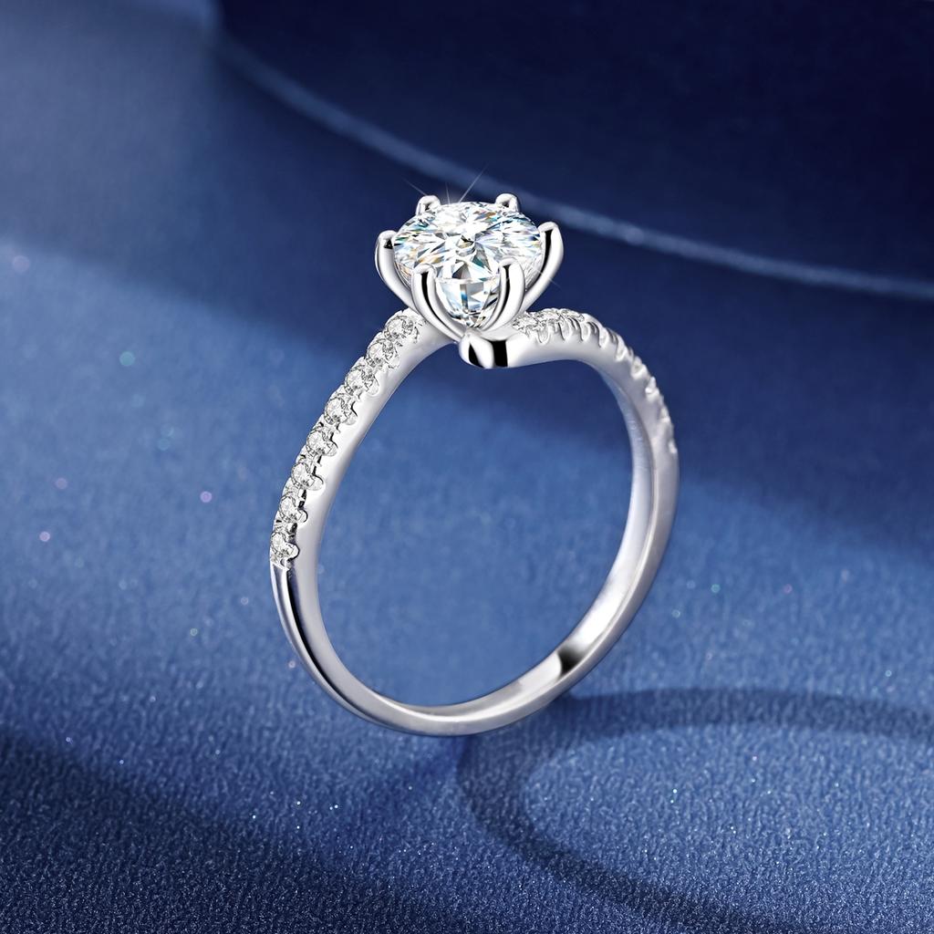 Moissanit Ring Kupfer Ideal Für Frau Brillanter Diamant Hochzeit Verlobung Schmuck Geschenk Hohe Qualität Langlebiges Material
