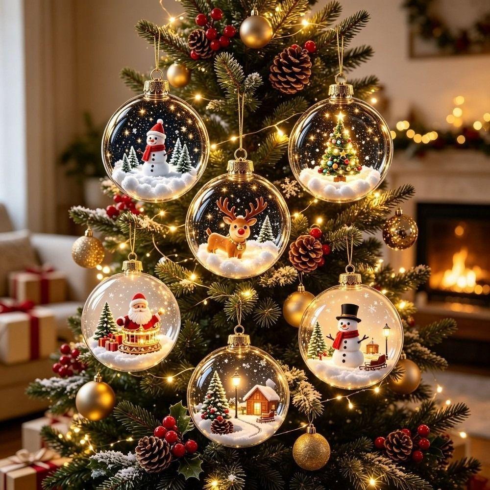 LED Lighted Christmas Bauble Ornament Transparent Hanging Christmas Decoration For Christmas Tree