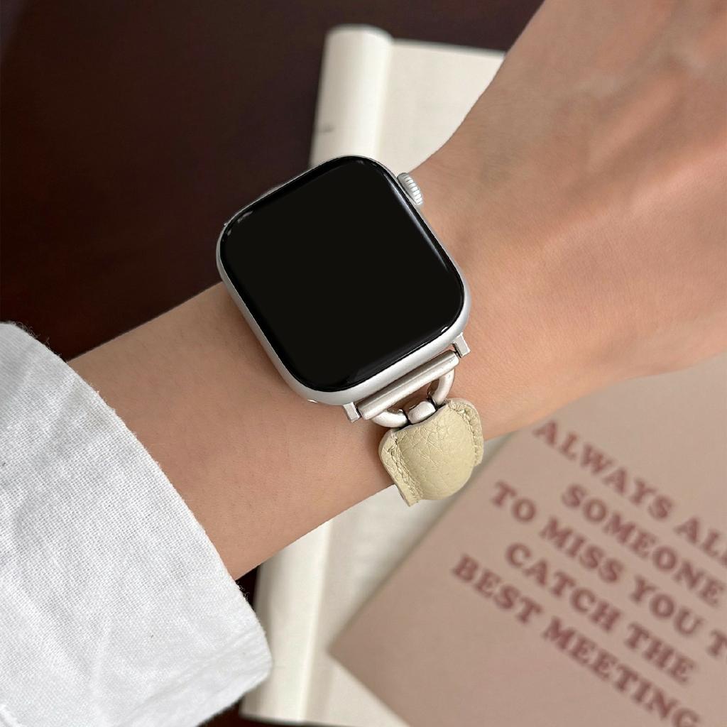 Watch Band For Apple Watch Series 10 Ultra 9 8 7 SE 6 5 4 3 2 1 46mm 49mm 45mm 44mm 42mm D-Shaped Buckle Leather Strap
