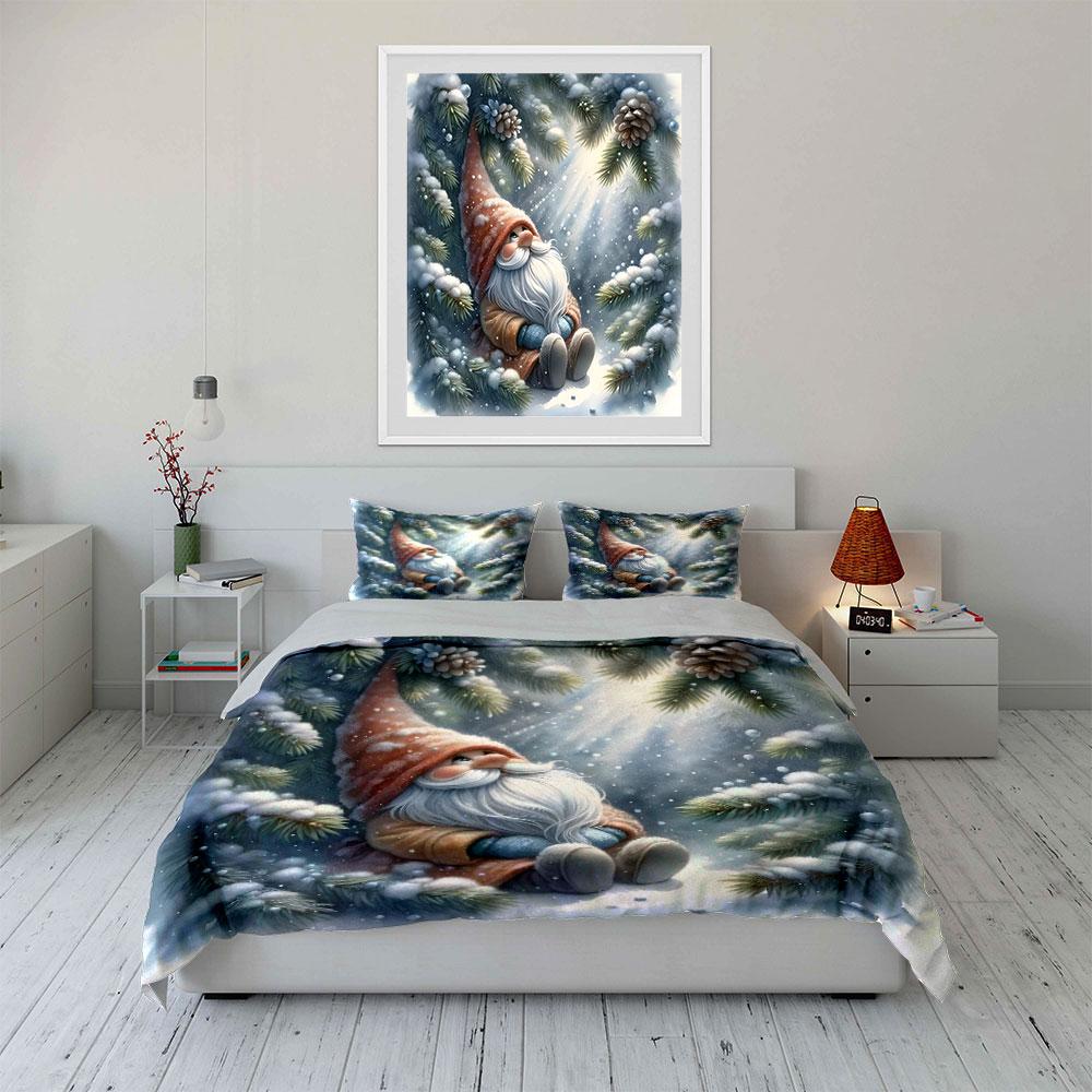 "Cozy Winter Gnome Bedding Set" Bedding Duvet Cover Set Duvet Cover Pillowcases (1 * Duvet Cover 2 * Pillowcases, Without Duvet Insert)