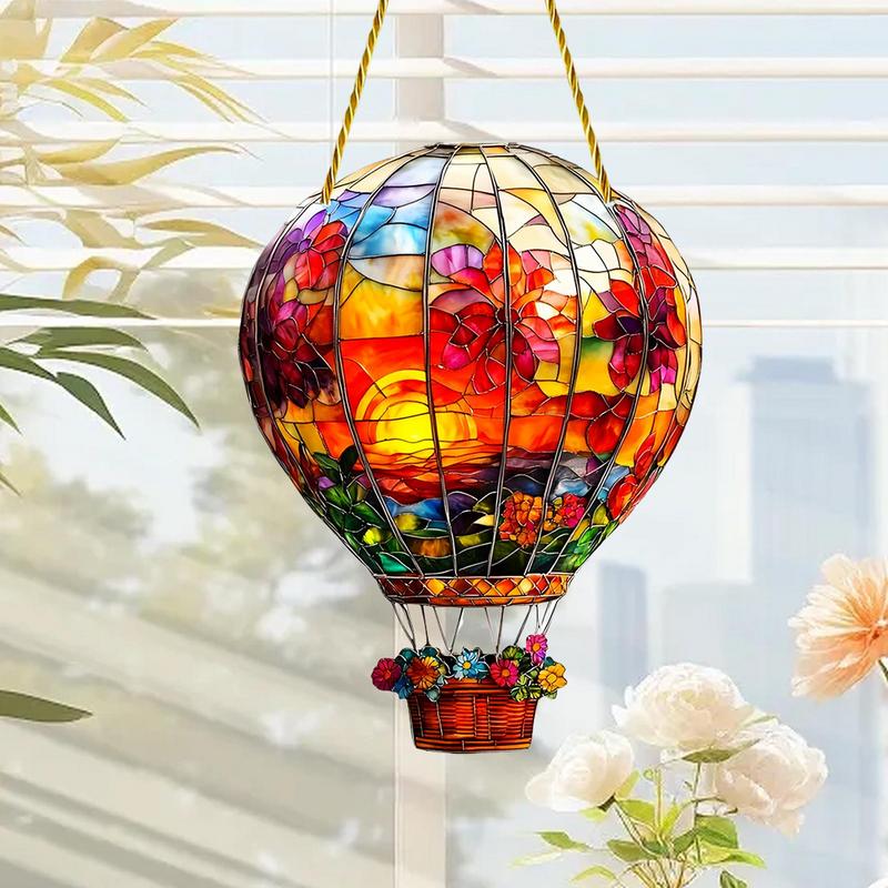 Hot Air Balloon Sun Catcher 2D Acrylic Wall Mount Multicolored Decor Indoor Window Decoration Art Ornament For Home Car Interior