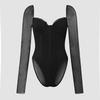 European & American Style Sexy Double Layer Mesh Ruffle Slimming Bodysuit