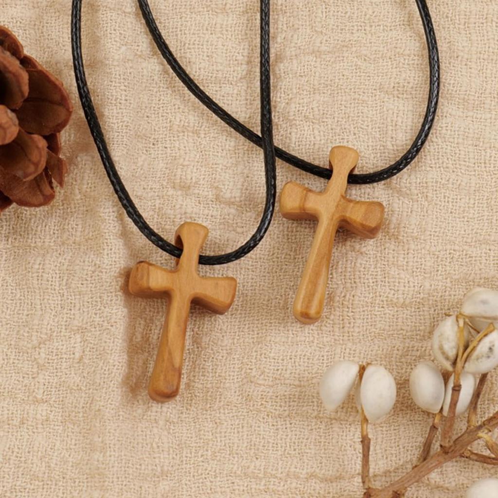 Wooden Cross Clavicle Chain Handmade Religious Crucifix Ornament Symbol of Faith and Hope Jewelry Gift for Christian