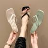 Square Toe Clip On Casual Beach Flip Flops for Women with Slim Heels and Sandals for Women
