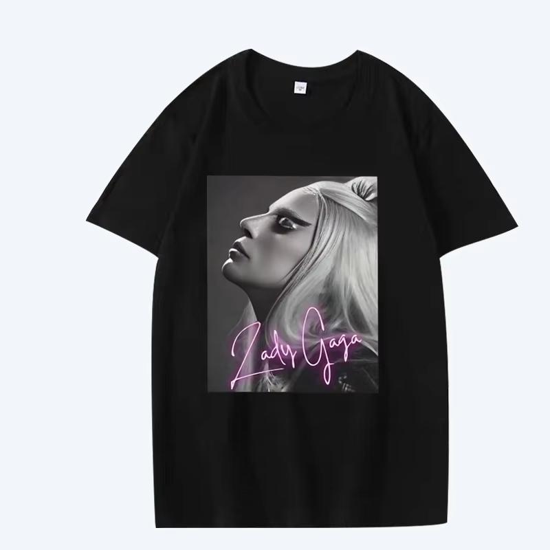 Lady Gaga Hudební zpěvačka Tričko Unisex Dámské Oversized 100% Bavlna Horký Výprodej Krátký Rukáv Letní Módní Potisk Unisex Větší Velikosti Topy