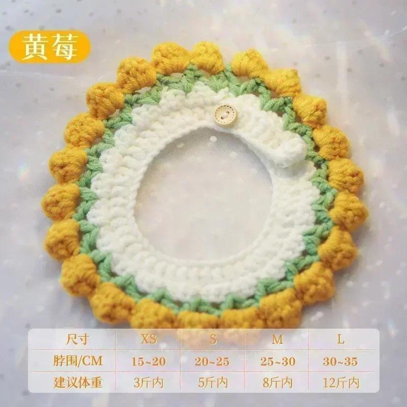 Cute Pet necklace Hand-knitted Saliva Towel Kitten Cat Puppy Adjustable Collar Pet Decorative Dog Cat Collar Pet dog Accessories