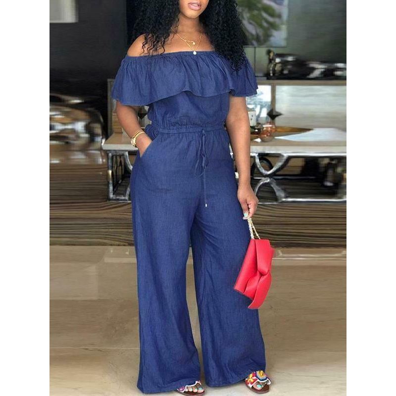 

Dungaree Overall Solid Loose Casual Jumpsuit Pants Summer 4XL Light Blue