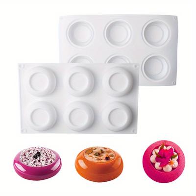 Silikon Mousseform 6-Kavitäten Silikon Mousseform 1 Stück Konkaver Kreis Französisches Dessert Kuchen Schokolade Jello Backform