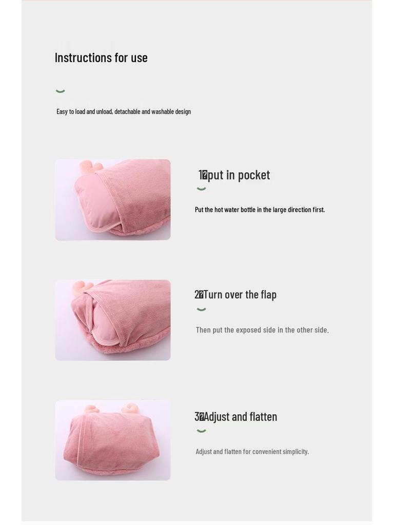Electric Plush Hot Water Bottle: Washable, Cute Warm Baby Compress Bag & Hand Warmer