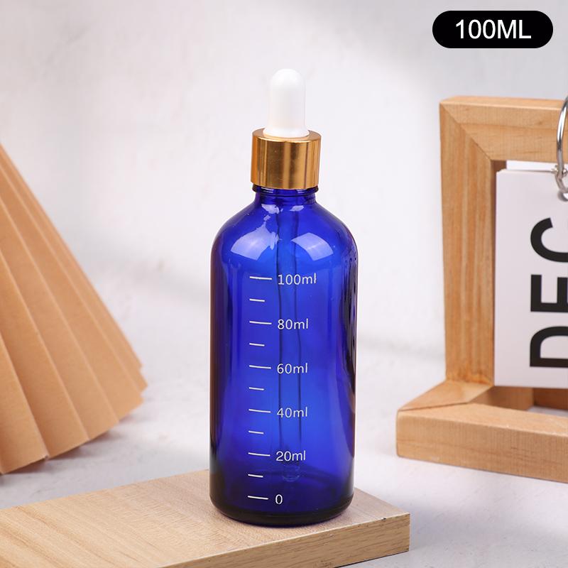 

5 мл-100 мл флаконы-капельницы со шкалой реагент глазные капли синее стекло ароматерапия жидкость пипетка флакон многоразового использования бутылки для путешествий 100ml