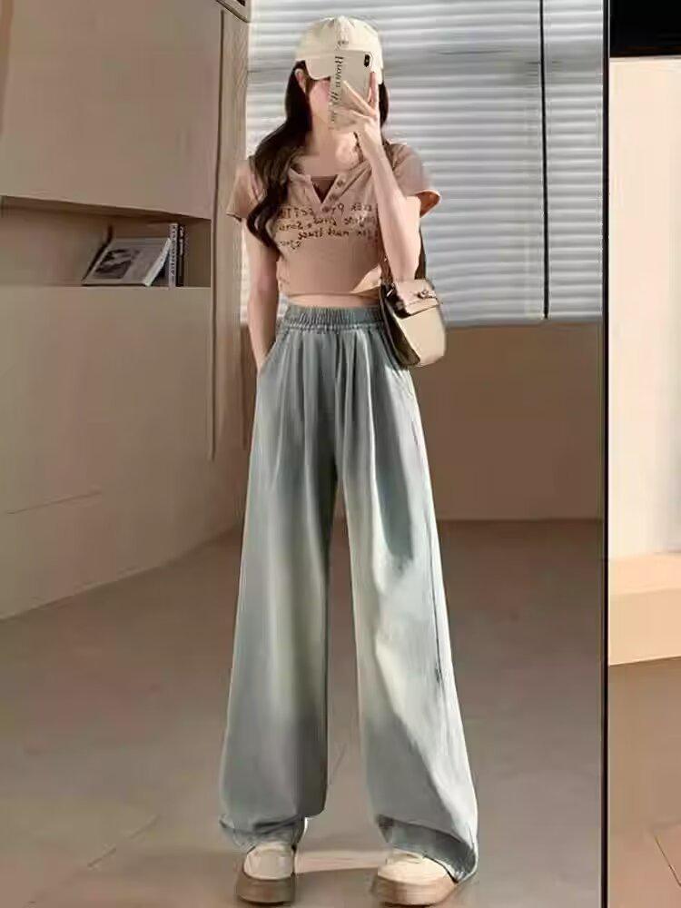 Summer 2024 Ice Silk Breathable Cropped Jeans