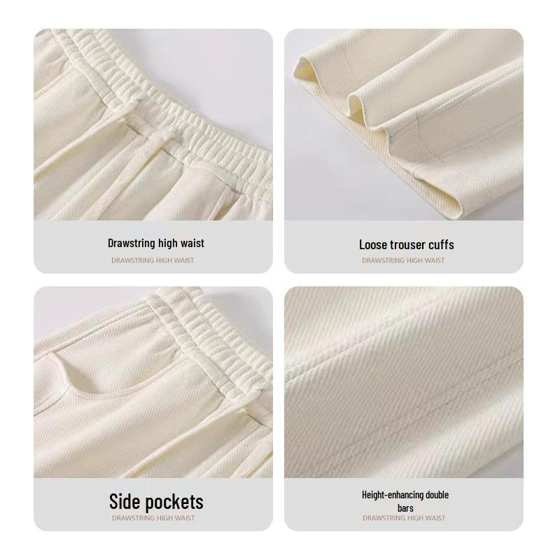 Petite Sporty Wide Leg High Waist Pants - Women's Casual Spring/Autumn Drapey Style