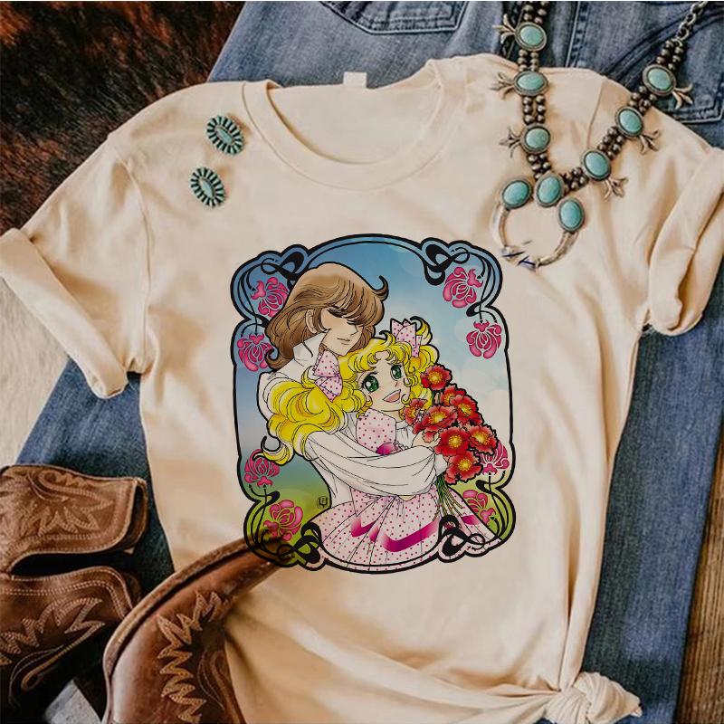Lata 90. Kawaii Cukierki Cukierki Anime Letni Top Koszulka Damska Nadruk Koszulka Grunge Anime Manga Koszulka Topy Graficzny Estetyczny