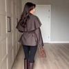 Cross-border European and American women's clothing  Amazon stand-up collar British style casual trend cloak jacket temperament lace-up