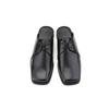 Summer new half-drag leather shoes personalized black square scalp slippers