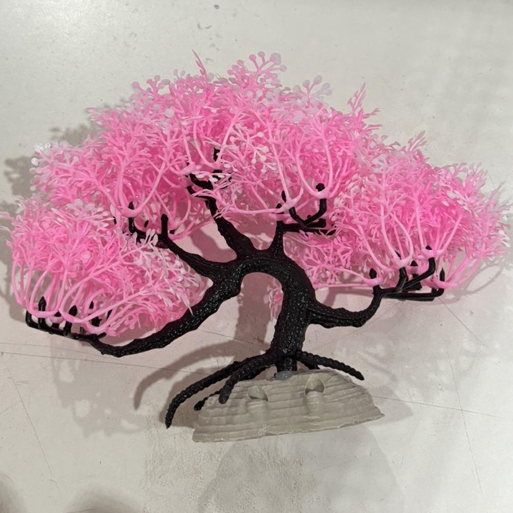 Plastic Cherry Blossom Tree Realistic Landscape Tree Beautiful Fish Tank Ornament  Office Decor Style B
