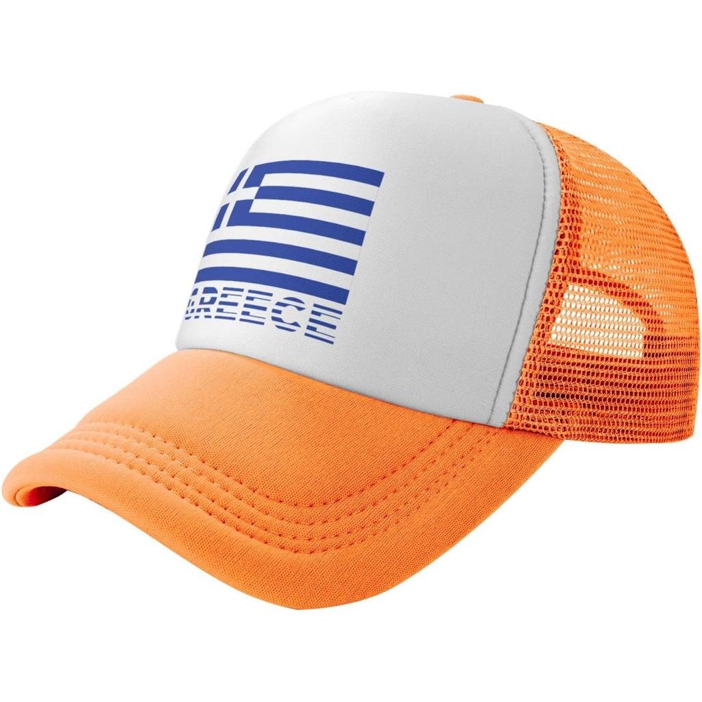 Greek Flag Trucker Hat Print Polyester Mesh Baseball Snapback Cap for Unisex Outdoor Casual