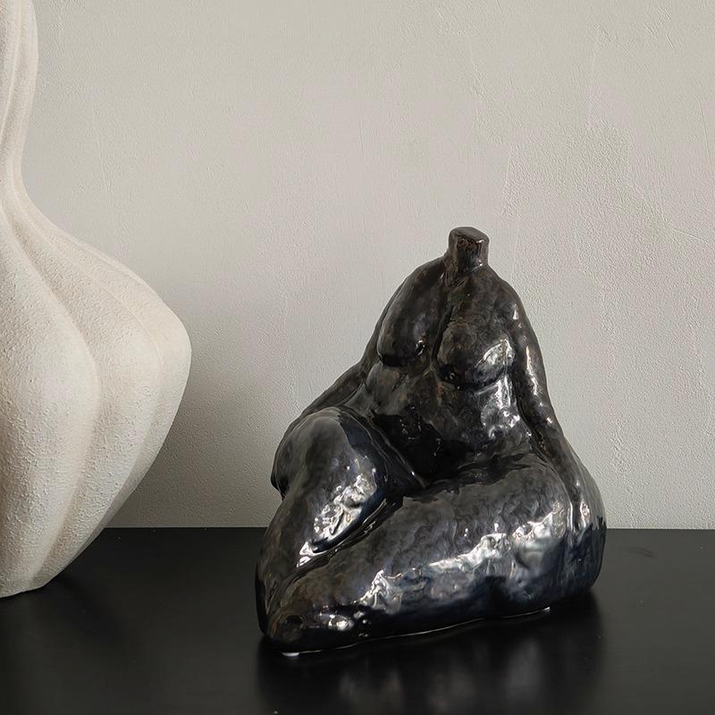 Seramik El Sanatları İnsan Vücudu Heykeli Soyut Kilolu Kadın Çıplak Sanat Süsleri Dekoratif Figürinler Ev Dekorasyon Aksesuarları