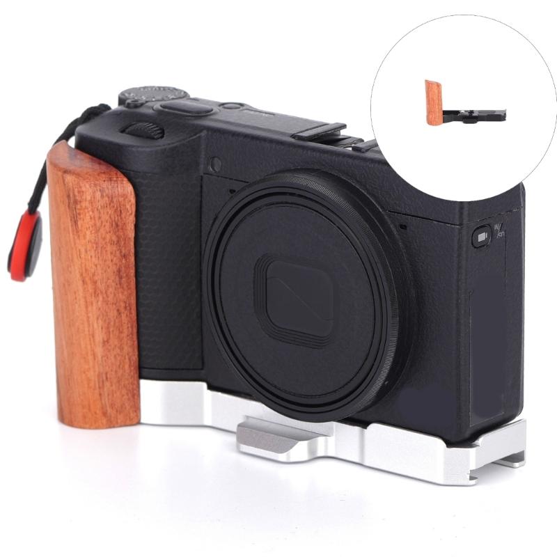 Quick Release L Plate with Wood Handle for GR4 Camera Wood Handgrip Camera Tripod QR Plate Board Replacement