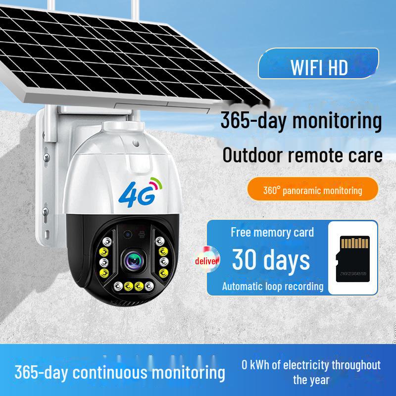 360° Solar Surveillance Camera - HD Night Vision, Remote Access, Wireless 4G for Outdoor Home Security.