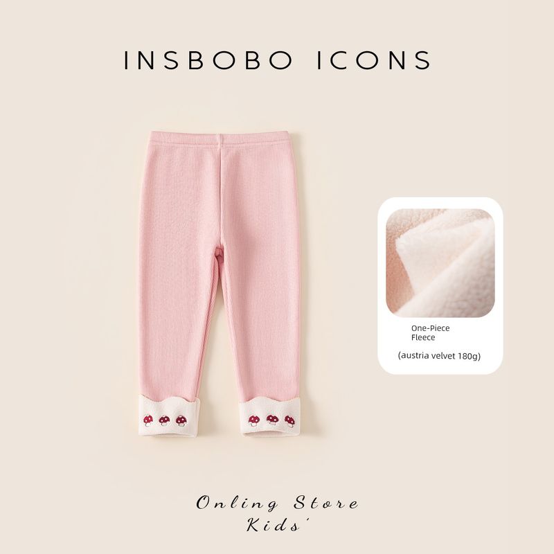 Insbobo Girls  Pants 2025 New Style Children s Fashionable Winter Leggings Baby Thickened Autumn and Winter Casual Pants Pink 80