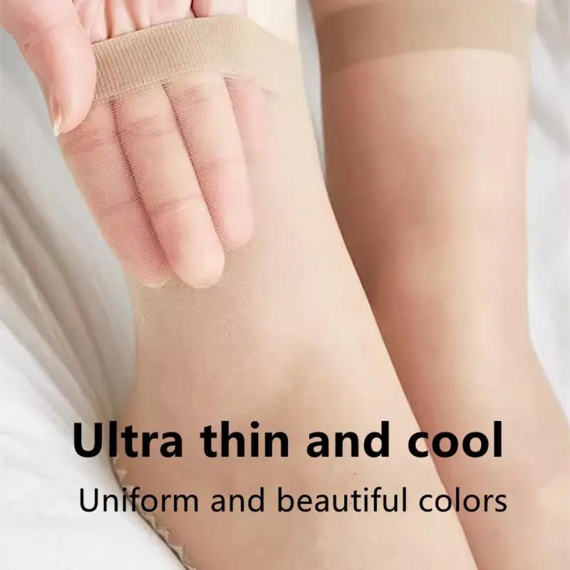 1/10Pairs Womens Anti-Slip Cotton Sock Thin Socks Casual Non-Slip Bottom Splice Spring-Autumn Transparent Ladies Breathable Sock