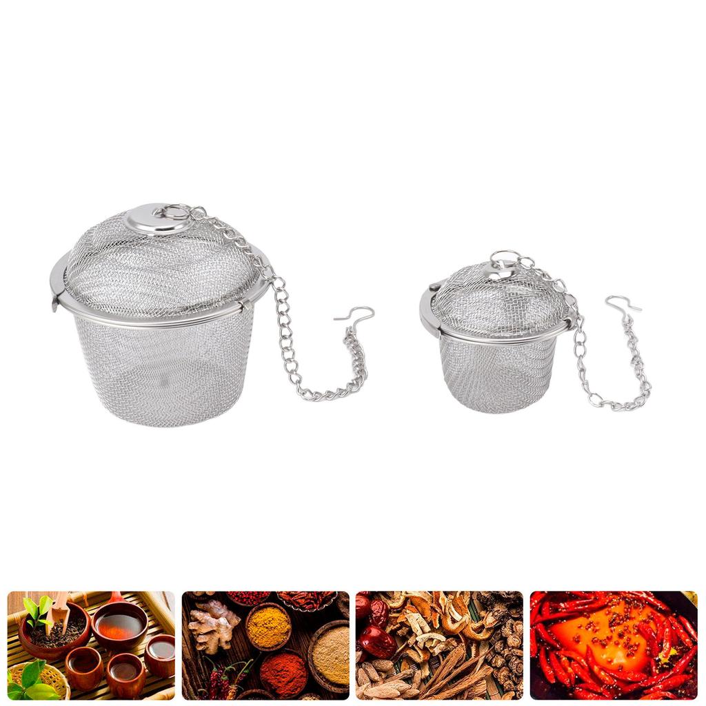 2pcs Mesh Tea Stainless Steel Tea Strainer with Hook Chain for Spice Soup Tea Herbs