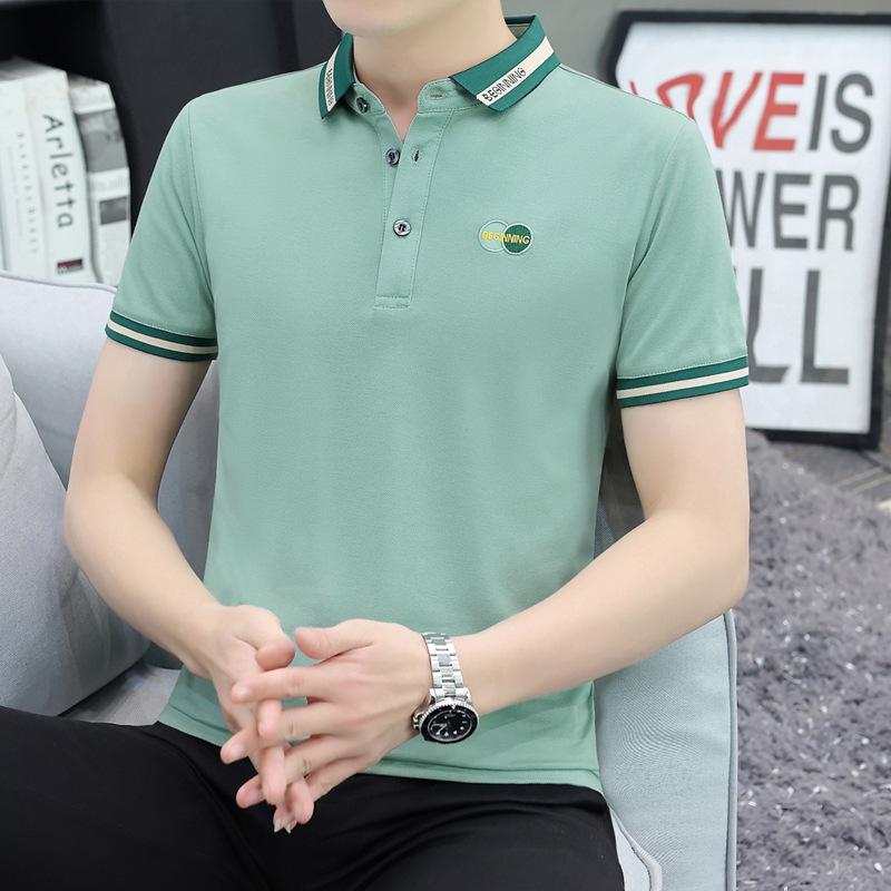 New Men's Short-sleeved T-shirt Cotton Boys' T-shirt Lapel Men's T-shirt