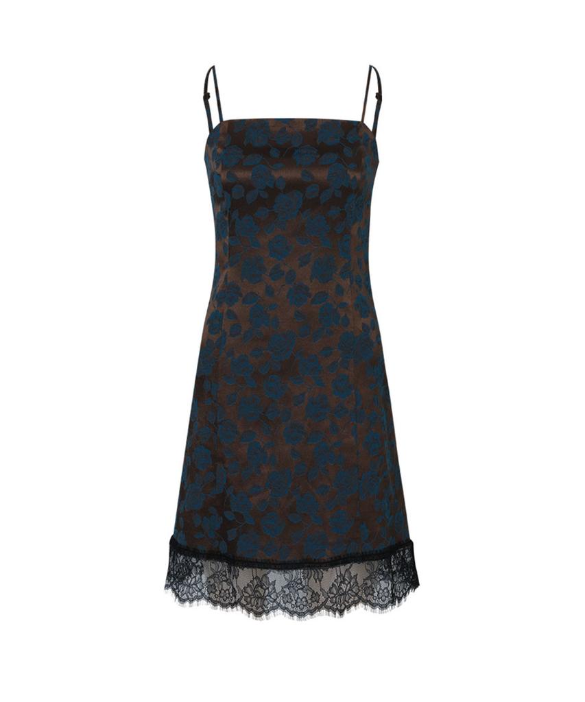 Lulu Seoul West Jacquard Slim Midi Dress (Brown)