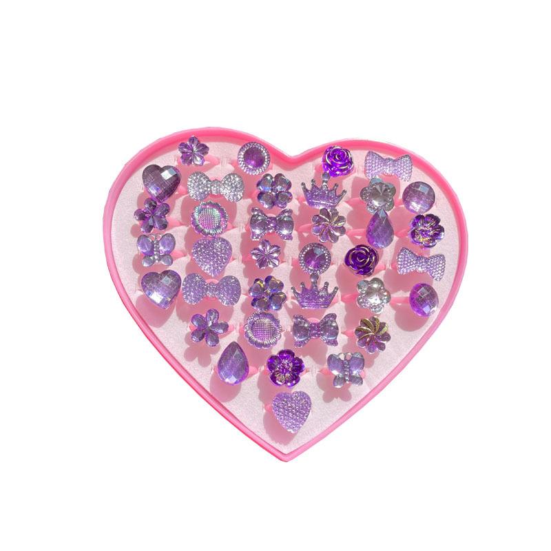 Children's ring little princess cute girl gemstone cartoon jewelry little girl baby shiny rhinestone ring