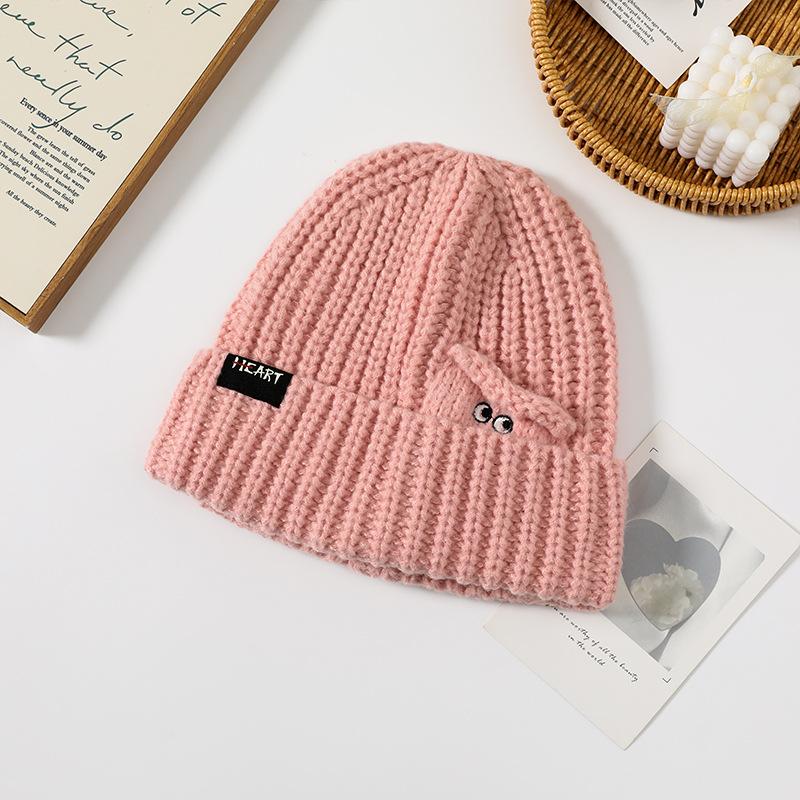 New Style Woolen Hat for Women In Autumn and Winter Warm Ear Protection Hat  Fashionable and Versatile  Face Showing Small Knitted Hat  Cold Eye Hat