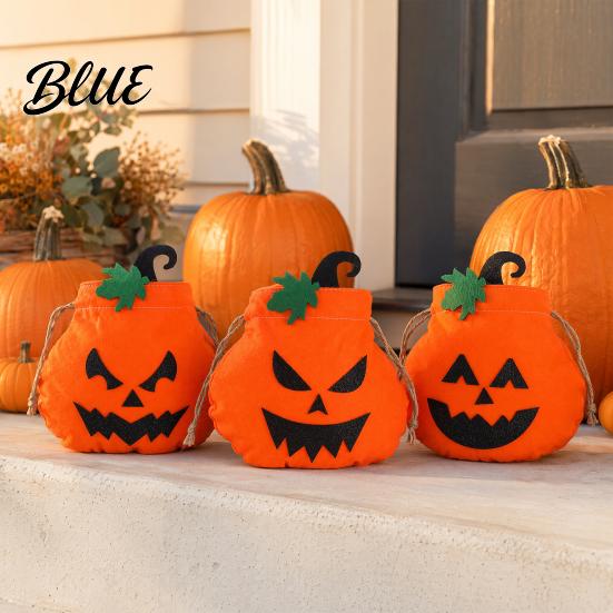 Pumpkin Candy Bag Halloween Drawstring for Kids Trick or Treat Bag Spooky Sack Reusable Non Woven Fabric Goodie Party Favors