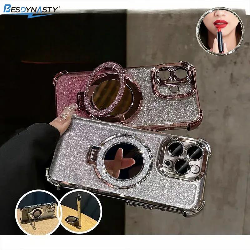 Luxury Glitter Magnetic Mirror Case For  Redmi 14C 13C 12C 9C Note 13 Pro 5G 12 4G 11 10 PRO 11S 10S 9S 9 9A 10C cover Holder