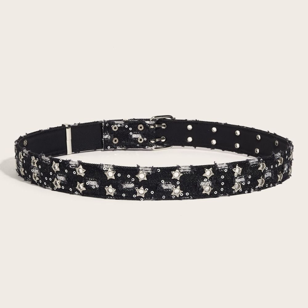 Versatile Punk Denim Waistband Luxury Design Waist Strap Trend Star Hollowed Belt