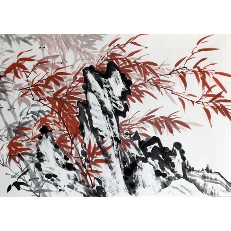 Gerahmtes Bambus-Kunstposter Dekorative Wandmalerei