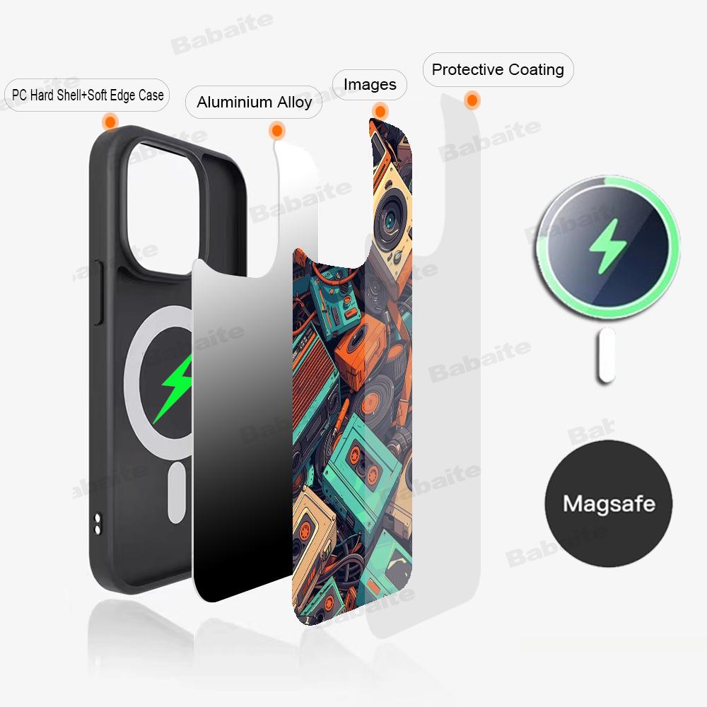 

Cassette Tape Retro Style Phone Case Magnetic Case For IPhone 16 14 13 12 11 15 Pro Max Plus For Magsafe Wireless Charge Cover iPhone 15 Pro