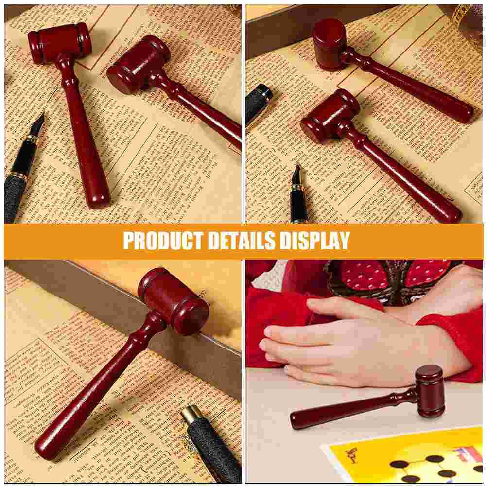 2 Pcs Wooden Judge Gavel Solid Wood Hammer Auction Gavel Role Gift For Chairman Law Student Costume Accessory Home