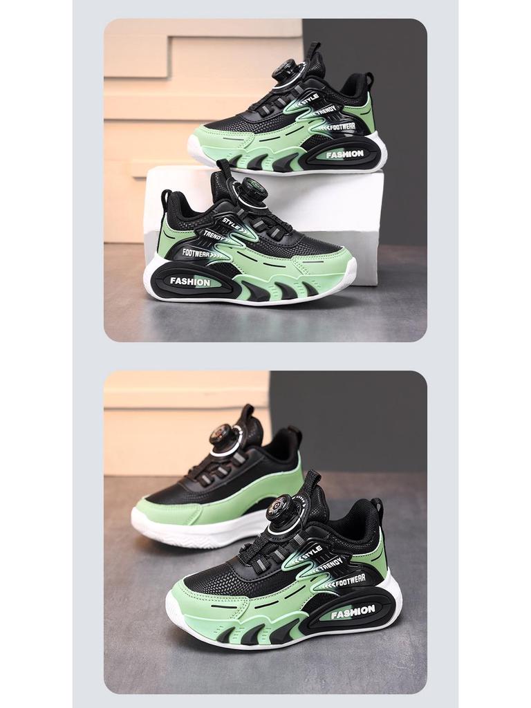 Boys' Waterproof Leather Sports Shoes with Rotating Button for Autumn/Winter 2025 - Ideal for Older Kids