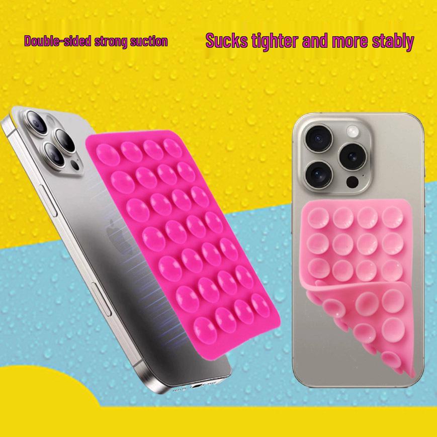 Double-Sided Silicone Mobile Phone Suction Cup Holder with 28/24 Beads for Strong Grip and Decompression