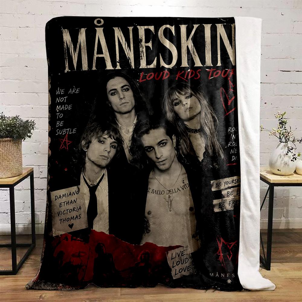 "Rock Band Art with Bold Typography" Printed Flannel Blanket for Bedroom, Living Room, Sofa, and Nap
