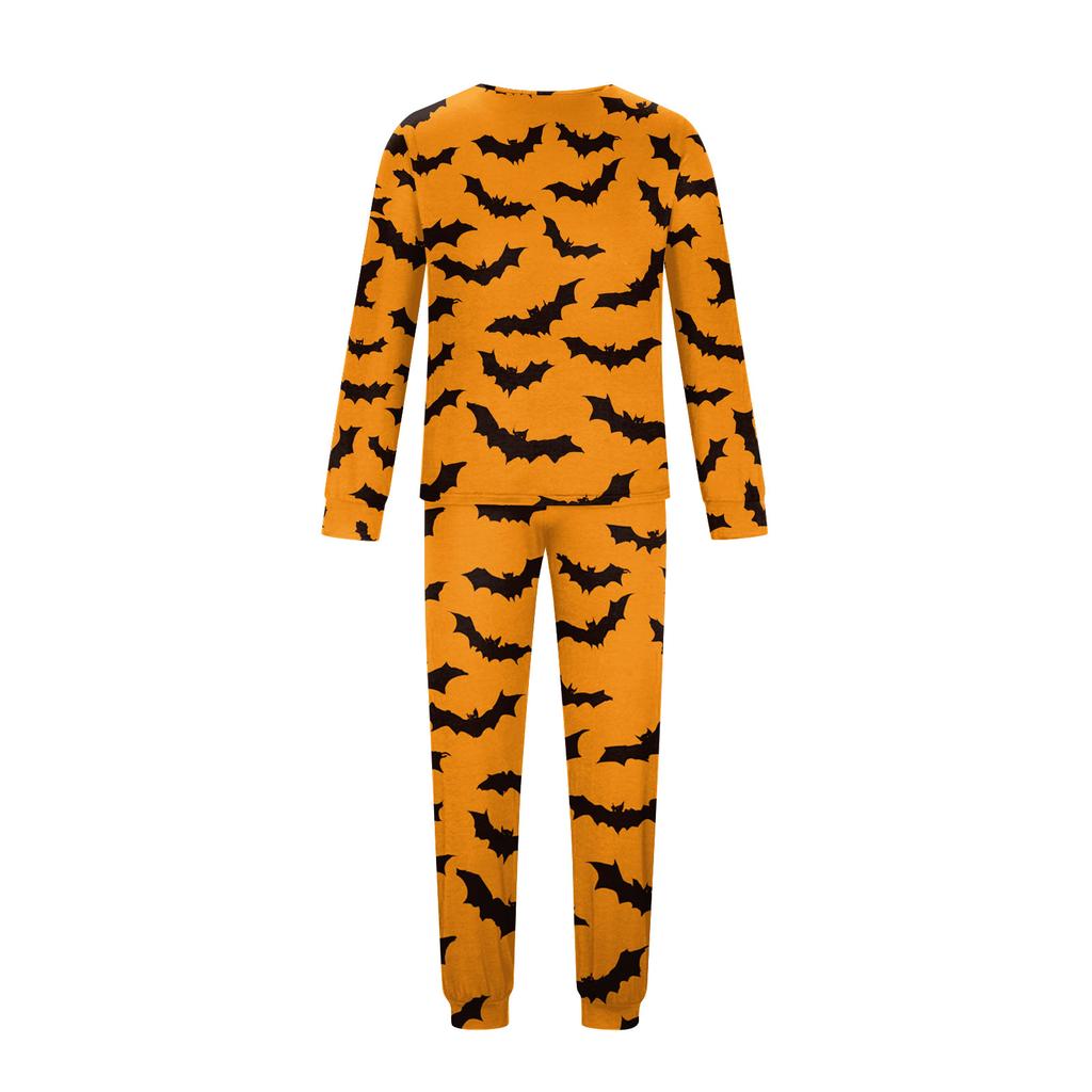 Family Matching Halloween Print Pajama Set with Button Neck for the Whole Family