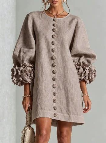French three-dimensional flower lantern sleeve cotton